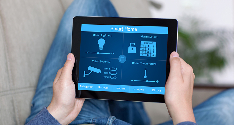 The ability to access and control security components from a mobile device is one of the top smart home trends in Amarillo. Close-up of smart home security app.